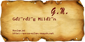 Görög Milán névjegykártya